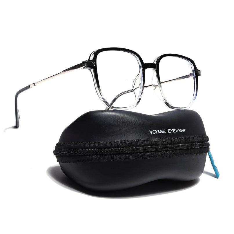 Voyage Black & Clear Square Eyeglasses for Men & Women - MG4969-C4