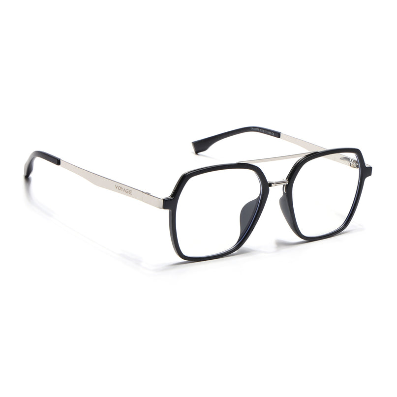 Voyage Metal Head Black & Silver Wayfarer Eyeglasses for Men & Women - MG5442-C1