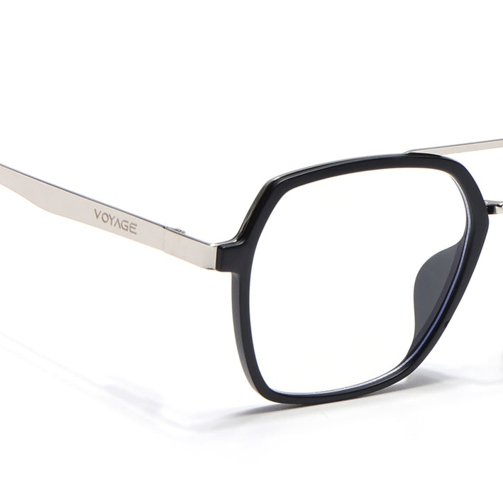 Voyage Metal Head Black & Silver Wayfarer Eyeglasses for Men & Women - MG5442-C1