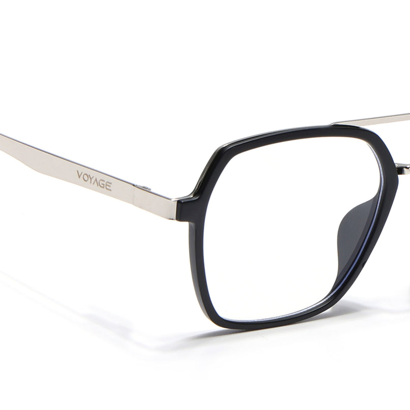 Voyage Metal Head Black & Silver Wayfarer Eyeglasses for Men & Women - MG5442-C1