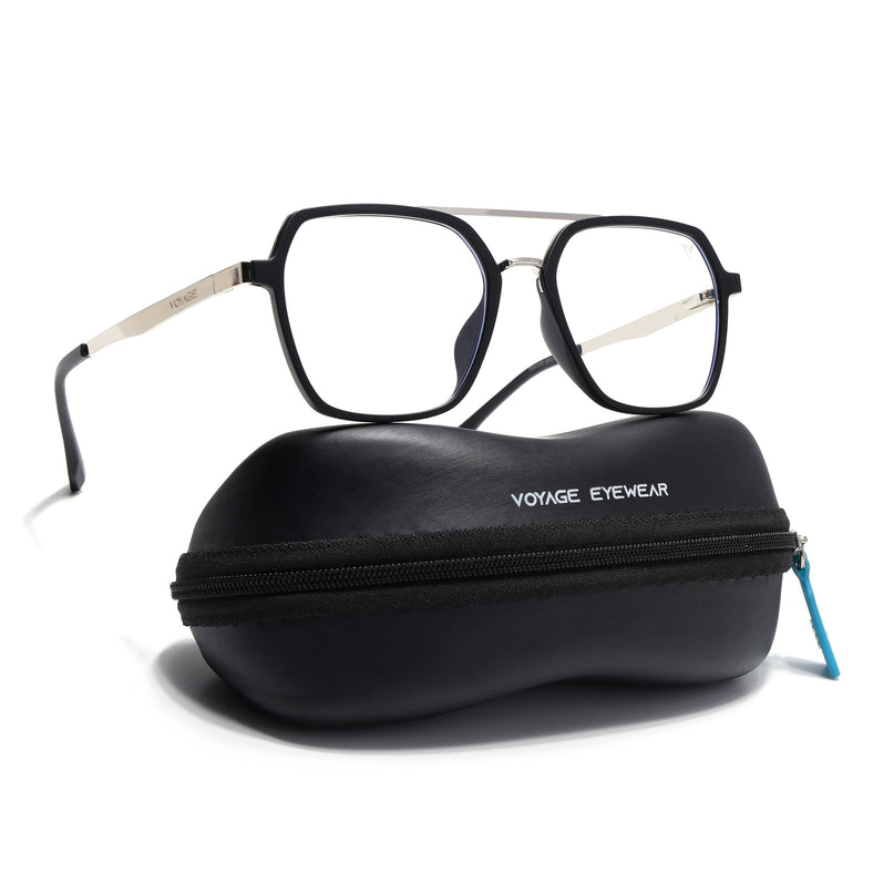 Voyage Metal Head Black & Silver Wayfarer Eyeglasses for Men & Women - MG5442-C1