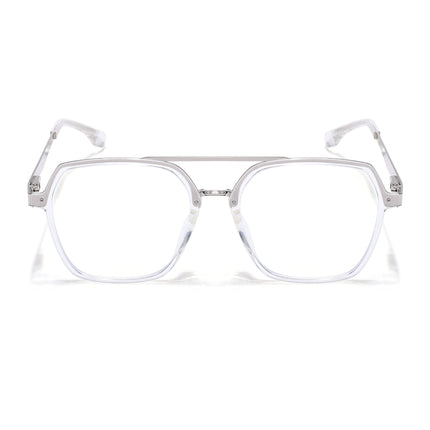Voyage Metal Head Transparent & Silver Wayfarer Eyeglasses for Men & Women - MG5443-C2