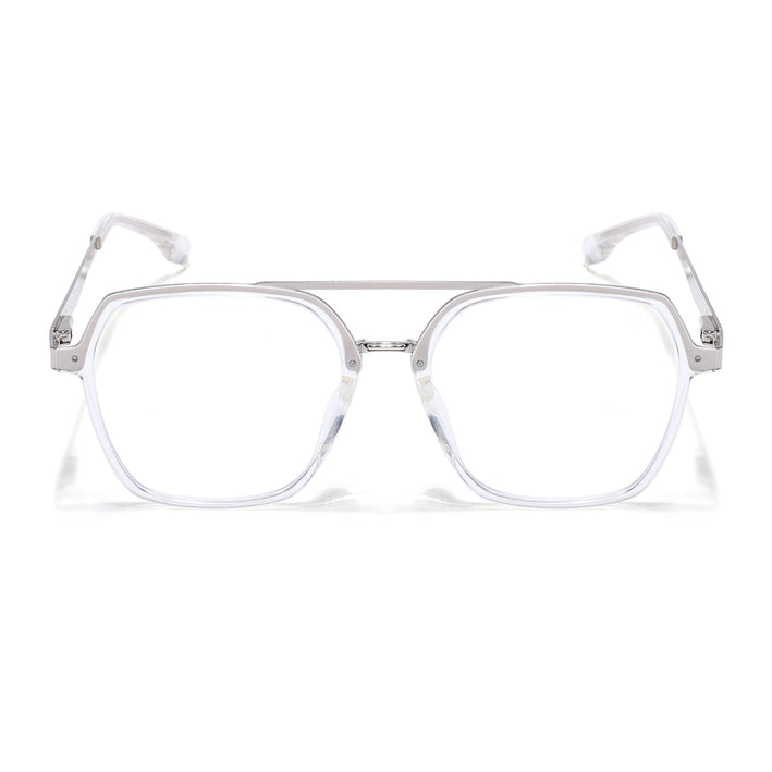 Voyage Metal Head Transparent & Silver Wayfarer Eyeglasses for Men & Women - MG5443-C2