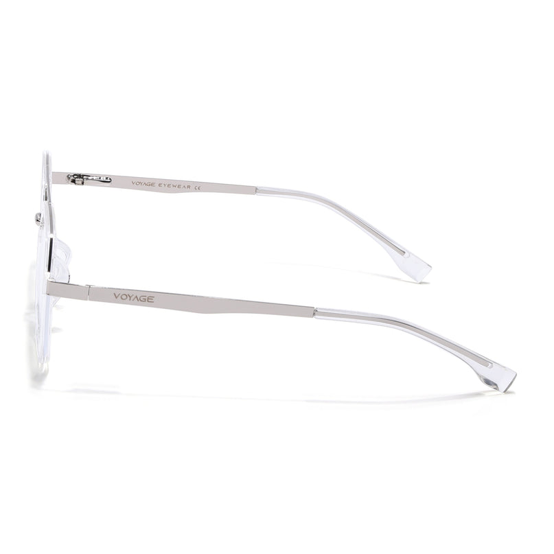 Voyage Metal Head Transparent & Silver Wayfarer Eyeglasses for Men & Women - MG5443-C2