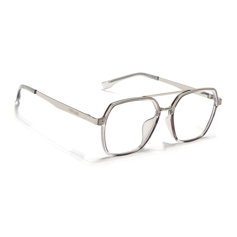 Voyage Metal Head Grey & Silver Wayfarer Eyeglasses for Men & Women - MG5444-C3