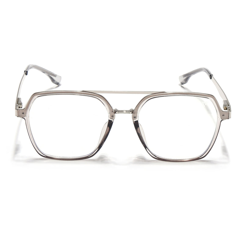 Voyage Metal Head Grey & Silver Wayfarer Eyeglasses for Men & Women - MG5444-C3