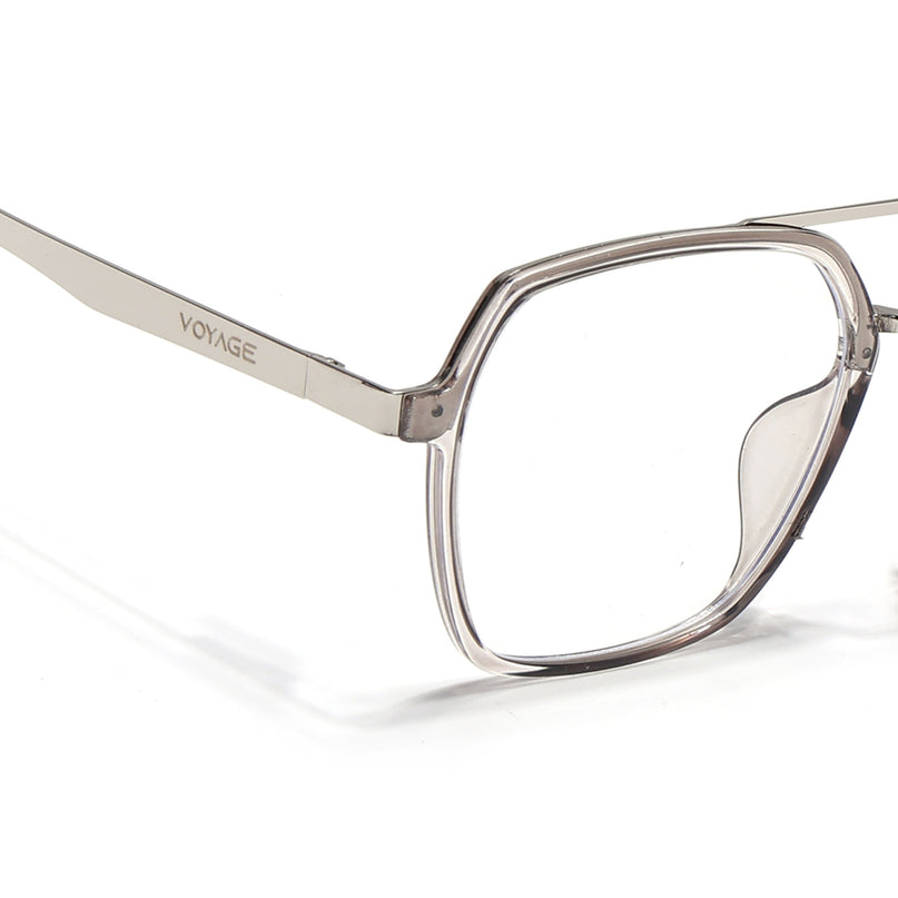 Voyage Metal Head Grey & Silver Wayfarer Eyeglasses for Men & Women - MG5444-C3