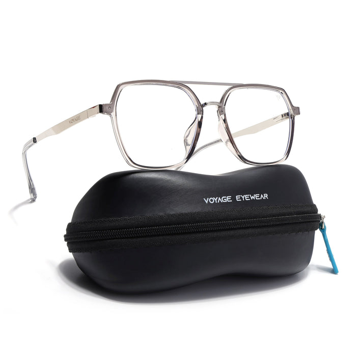 Voyage Metal Head Grey & Silver Wayfarer Eyeglasses for Men & Women - MG5444-C3