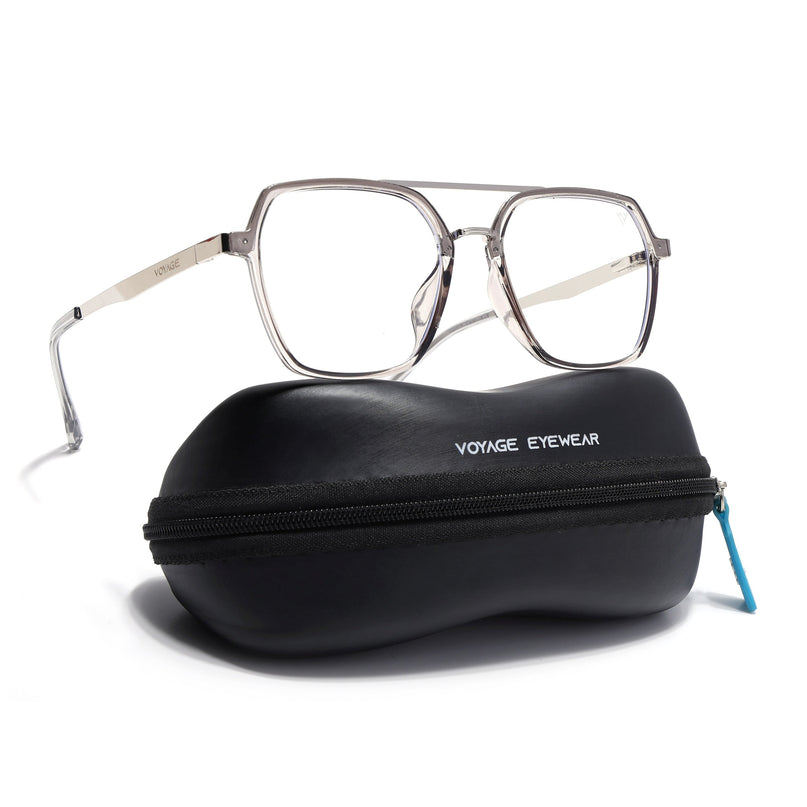 Voyage Metal Head Grey & Silver Wayfarer Eyeglasses for Men & Women - MG5444-C3