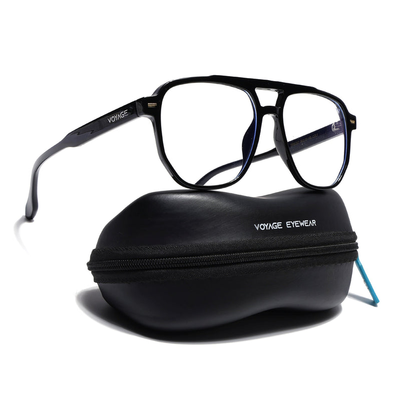 Voyage Maverick Shine Black Wayfarer Eyeglasses for Men & Women - MG4713-C1