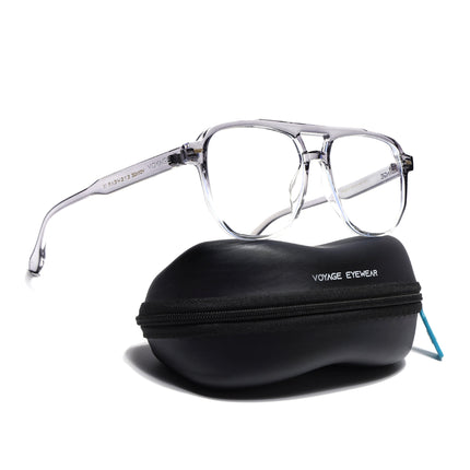 Voyage Maverick Transparent Grey Wayfarer Eyeglasses for Men & Women - MG4716-C6