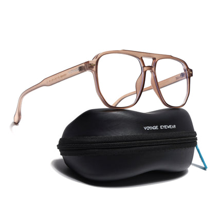 Voyage Maverick Transparent Brown Wayfarer Eyeglasses for Men & Women - MG4727-C2