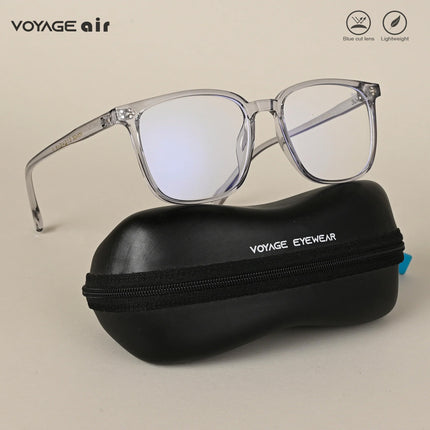 Voyage Air Transparent Grey Square Eyeglasses for Men & Women - MG4697-C4