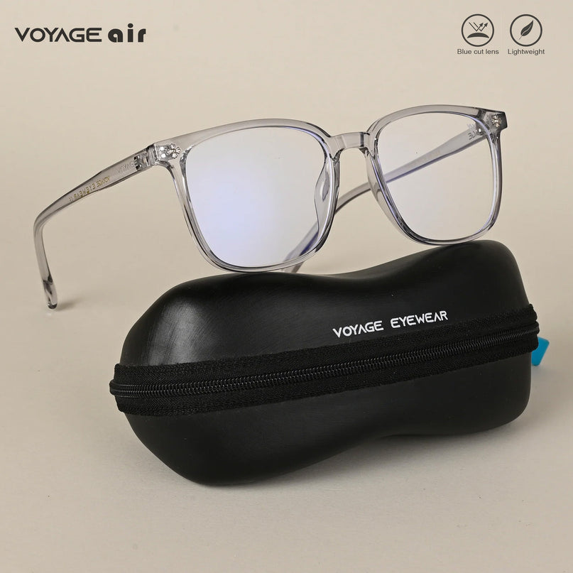 Voyage Air Transparent Grey Square Eyeglasses for Men & Women - MG4697-C4
