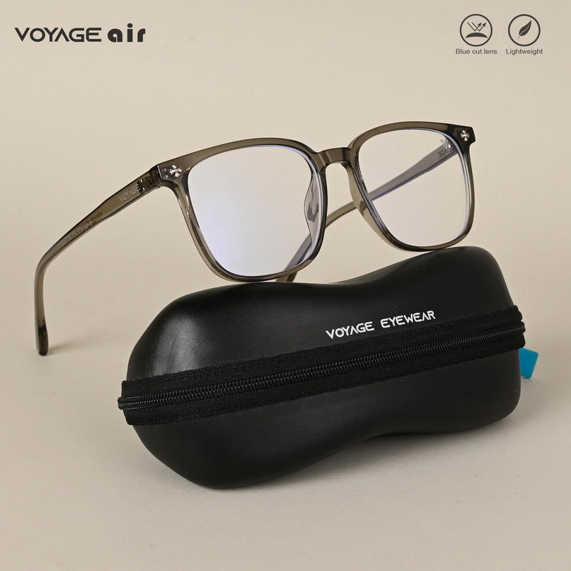 Voyage Air Transparent Olive Square Eyeglasses for Men & Women - MG4699-C6