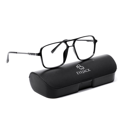 EyeJack Shine Black Wayfarer Eyeglasses for Men & Women (TR85601GE1690-C1)