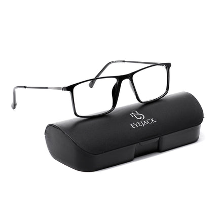 EyeJack Shine Black Rectangle Eyeglasses for Men & Women (TR85605GE1696-C1)