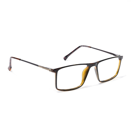 EyeJack Brown Rectangle Eyeglasses for Men & Women (TR85605GE1698-C3)