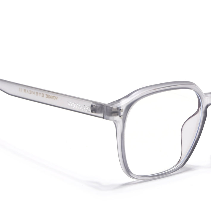 Voyage Air Transparent Grey Square Eyeglasses for Men & Women - MG4868-C3