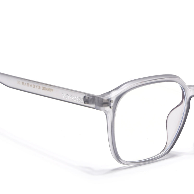 Voyage Air Transparent Grey Square Eyeglasses for Men & Women - MG4868-C3