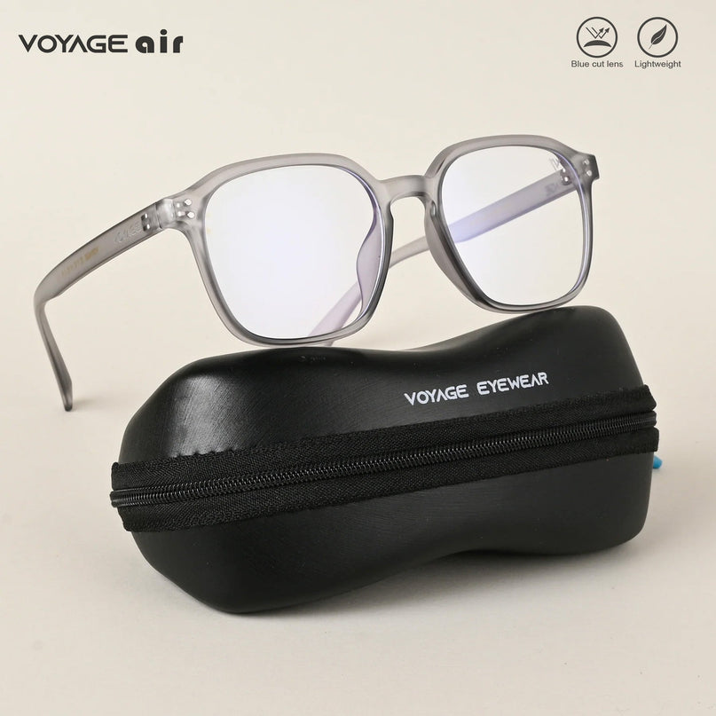 Voyage Air Transparent Grey Square Eyeglasses for Men & Women - MG4868-C3