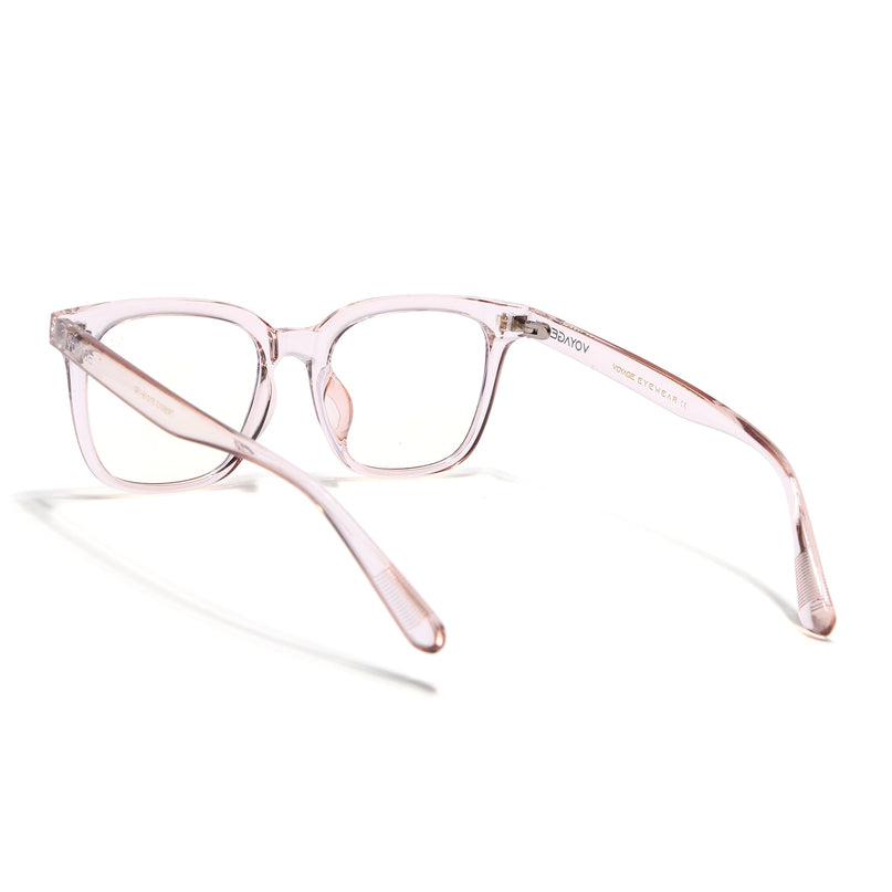 Voyage Air Transparent Pink Square Eyeglasses for Men & Women - MG4854-C5