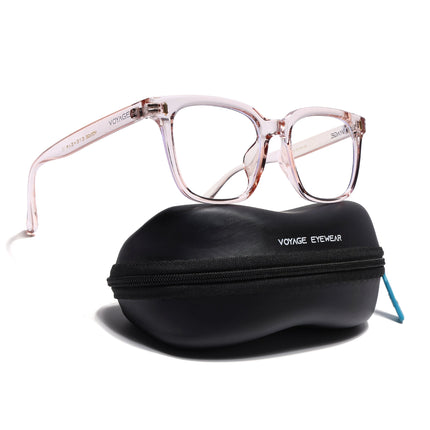 Voyage Air Transparent Pink Square Eyeglasses for Men & Women - MG4854-C5