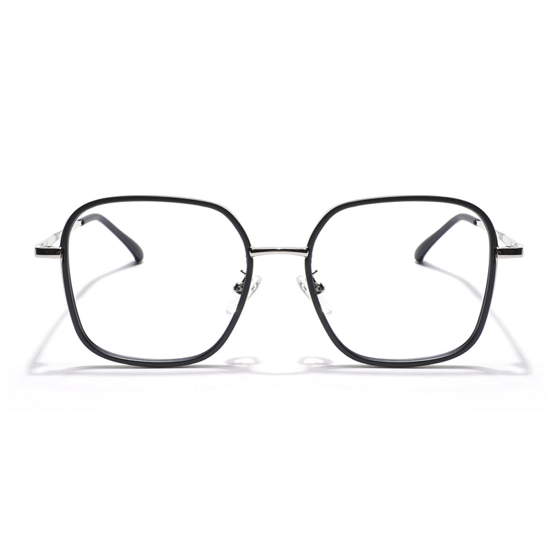 Voyage Black & Silver Square Eyeglasses for Men & Women - MG5816-C1