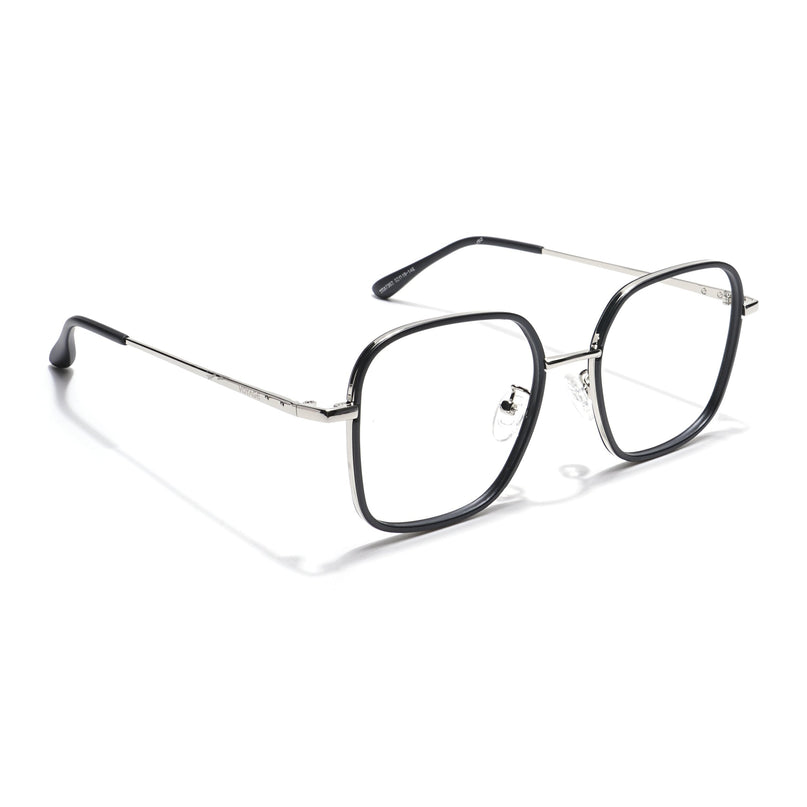 Voyage Black & Silver Square Eyeglasses for Men & Women - MG5816-C1
