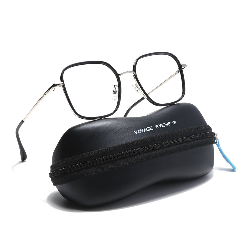 Voyage Black & Silver Square Eyeglasses for Men & Women - MG5816-C1