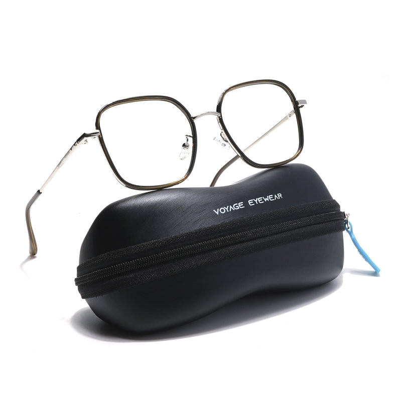 Voyage Grey & Silver Square Eyeglasses for Men & Women - MG5817-C2