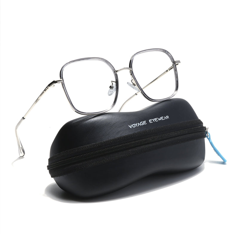 Voyage Light Grey & Silver Square Eyeglasses for Men & Women - MG5818-C3