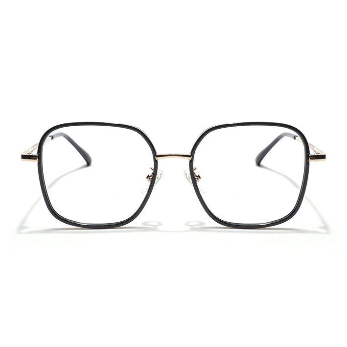 Voyage Black & Golden Square Eyeglasses for Men & Women - MG5819-C4