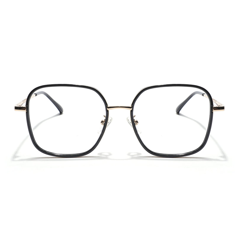 Voyage Black & Golden Square Eyeglasses for Men & Women - MG5819-C4