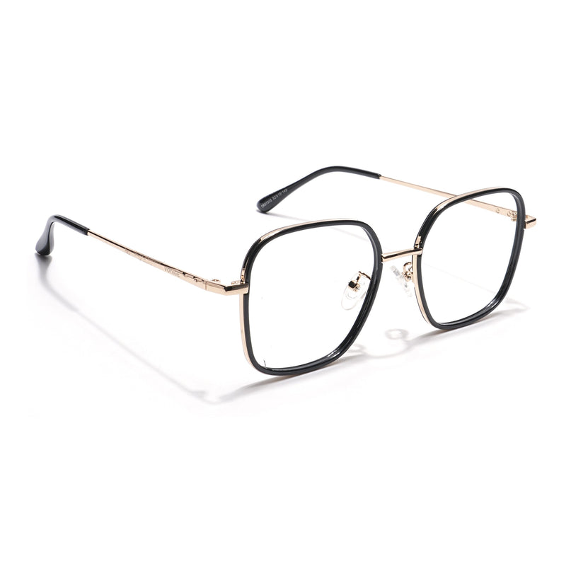 Voyage Black & Golden Square Eyeglasses for Men & Women - MG5819-C4