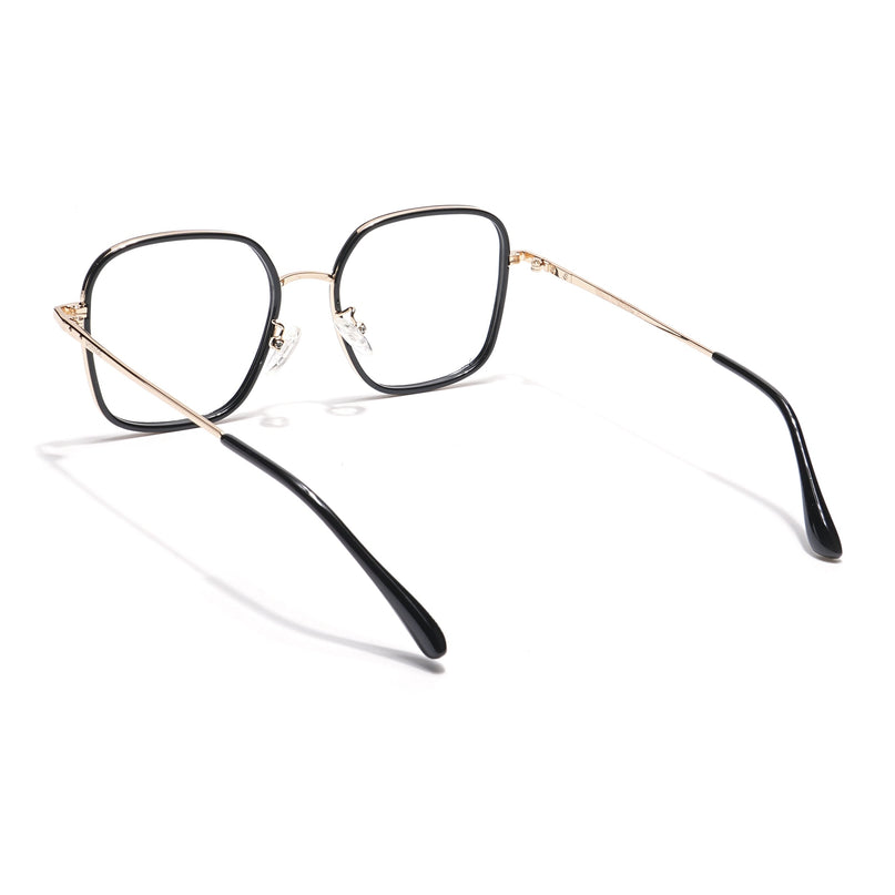 Voyage Black & Golden Square Eyeglasses for Men & Women - MG5819-C4