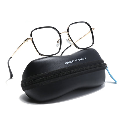Voyage Black & Golden Square Eyeglasses for Men & Women - MG5819-C4