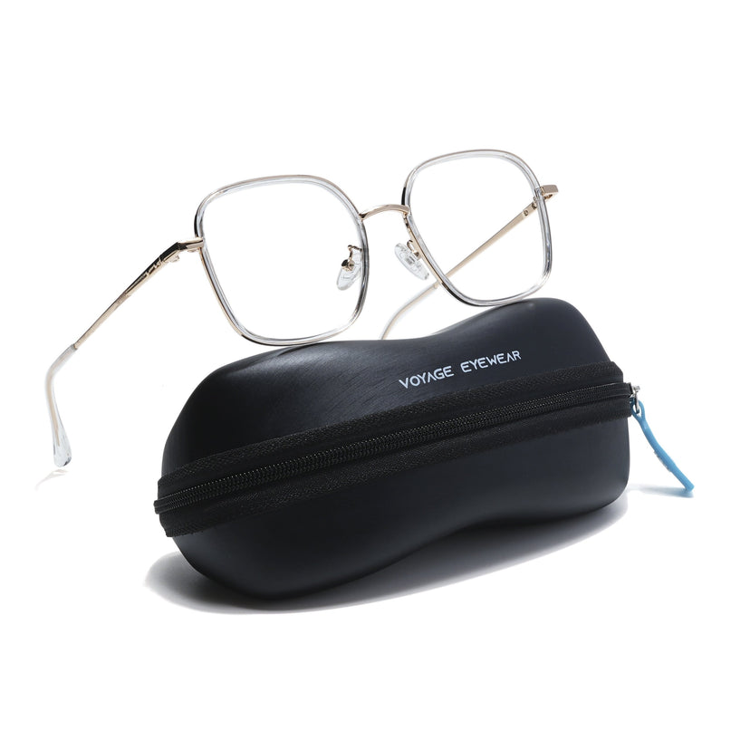 Voyage Golden & Transparent Square Eyeglasses for Men & Women - MG5820-C5