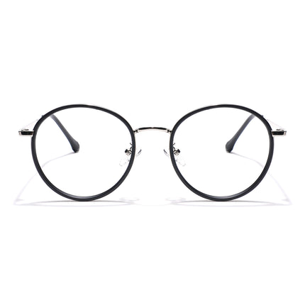 Voyage Black & Silver Round Eyeglasses for Men & Women - MG5821-C1