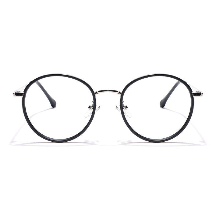 Voyage Black & Silver Round Eyeglasses for Men & Women - MG5821-C1