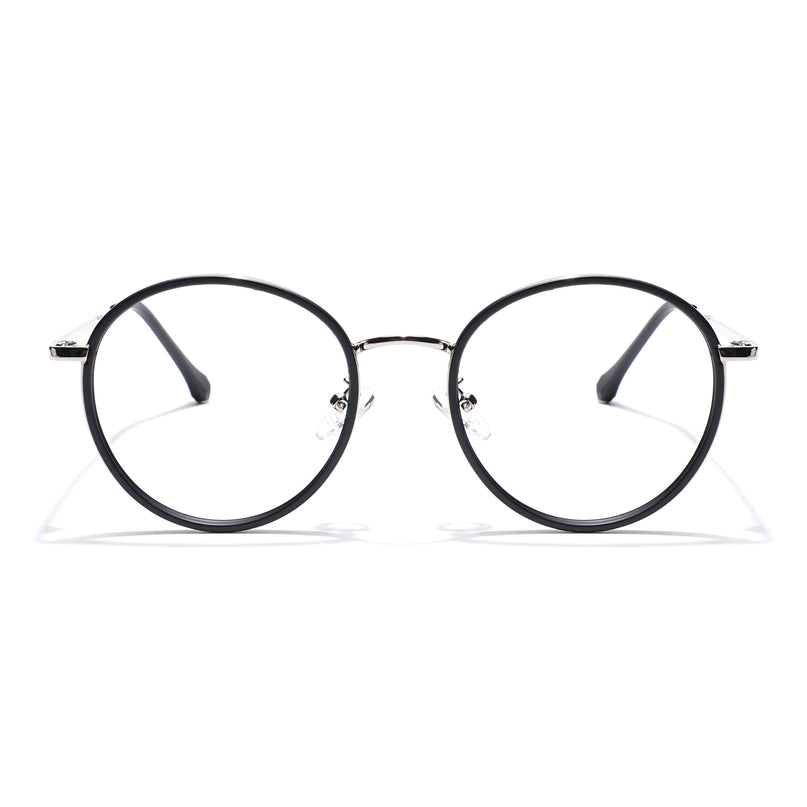 Voyage Black & Silver Round Eyeglasses for Men & Women - MG5821-C1