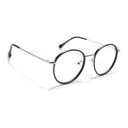 Voyage Black & Silver Round Eyeglasses for Men & Women - MG5821-C1