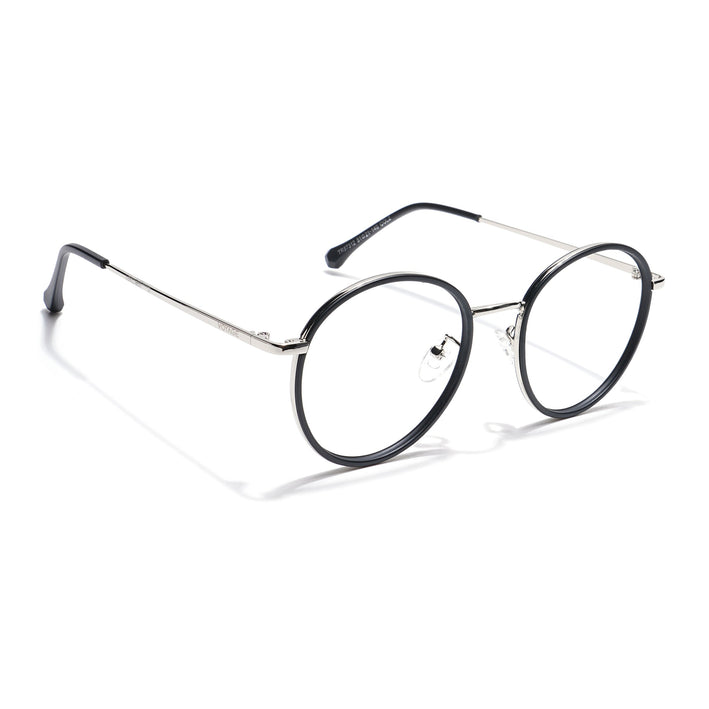 Voyage Black & Silver Round Eyeglasses for Men & Women - MG5821-C1