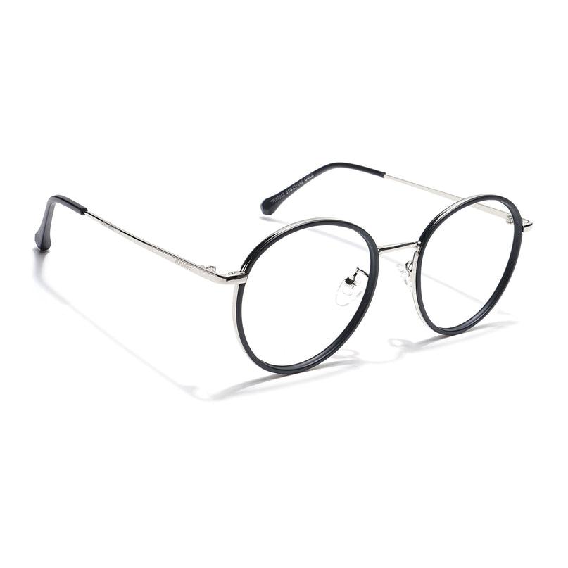 Voyage Black & Silver Round Eyeglasses for Men & Women - MG5821-C1