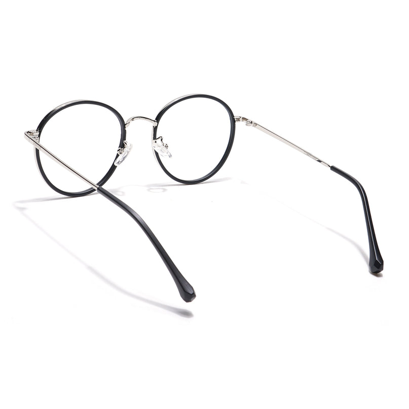 Voyage Black & Silver Round Eyeglasses for Men & Women - MG5821-C1