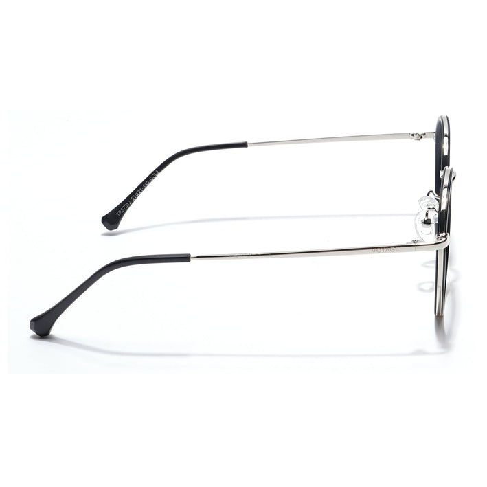 Voyage Black & Silver Round Eyeglasses for Men & Women - MG5821-C1