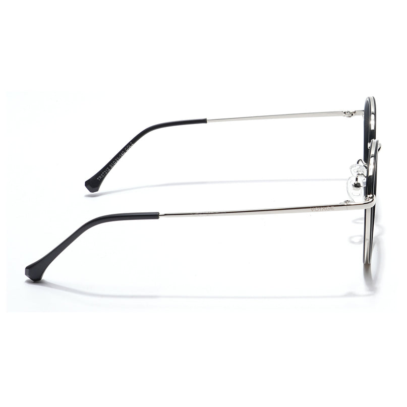 Voyage Black & Silver Round Eyeglasses for Men & Women - MG5821-C1