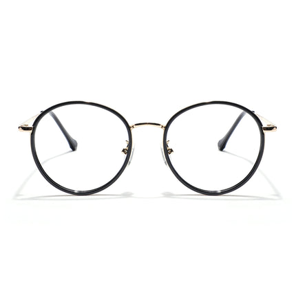 Voyage Black & Golden Round Eyeglasses for Men & Women - MG5822-C2