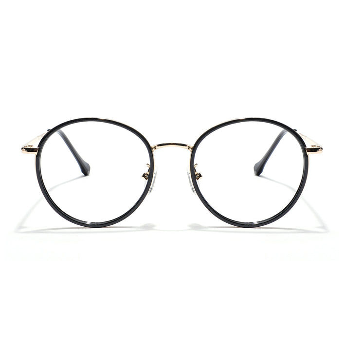 Voyage Black & Golden Round Eyeglasses for Men & Women - MG5822-C2