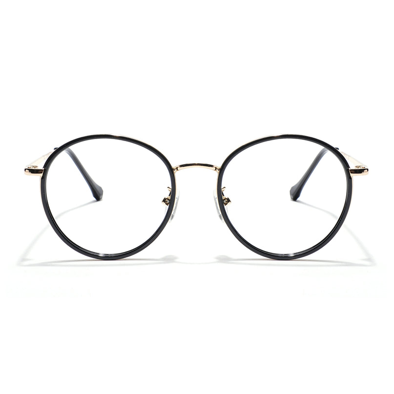 Voyage Black & Golden Round Eyeglasses for Men & Women - MG5822-C2